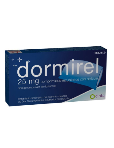 DORMIREL 25 MG 16 COMPRIMIDOS RECUBIERTOS- Farmacia Campoamor
