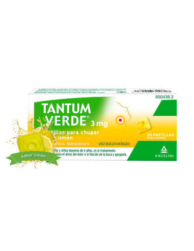 TANTUM VERDE 3 MG 20 PASTILLAS PARA CHUPAR LIMON- Farmacia Campoamor