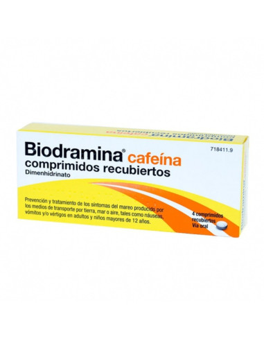 BIODRAMINA CAFEINA 4 COMPRIMIDOS- Farmacia Campoamor