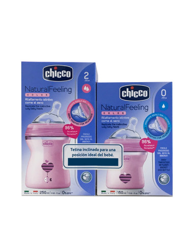 CHICCO FLASCHE NATURAL FEELING 250ML + 150ML ROSA PROMO