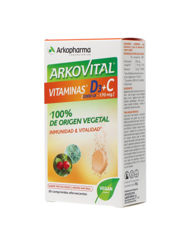 Arkovital Vitamina D3 + C 20 Comp Efervescentes