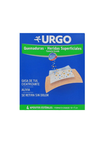 URGO BURNS AND SUPERFICIAL WOUNDS 7.3 X 4.5 CM 4 UNITS