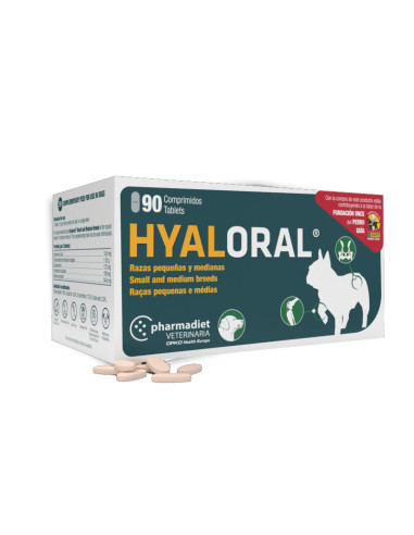 HYALORAL PERROS PEQ Y MED -20 KG 90 COMP- Farmacia Campoamor