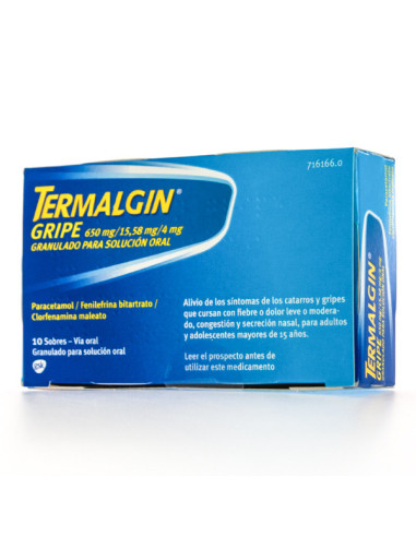 TERMALGIN GRIPE 650MG/15,58MG/4MG 10 SOBRES- Farmacia Campoamor
