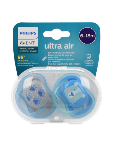 CHUPETE SILICONA PHILIPS AVENT ULTRA AIR OSITO Y HUELLAS 618M 2 UDS