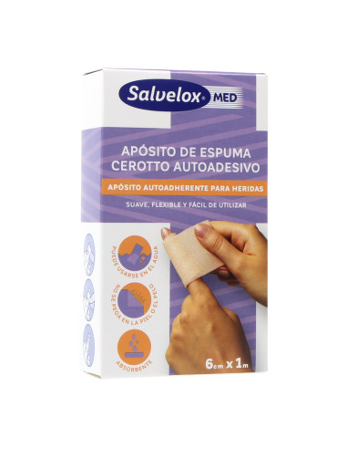 Salvelox Med Foam Plaster Aposito Adhesivo 1m X 6cm 1 Ud