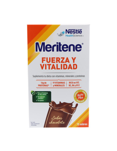 MERITENE FUERZA Y VITALIDAD BATIDO CHOCOLATE 15 SAQUETAS