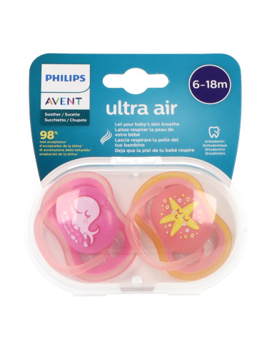 CHUPETE SILICONA PHILIPS AVENT ULTRA AIR 618M 2 UDS