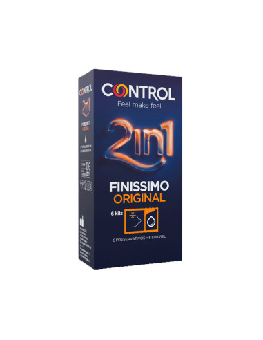 CONTROL CONDOMS FINISSIMO 2 IN 1 + LUB GEL 6 UNITS 