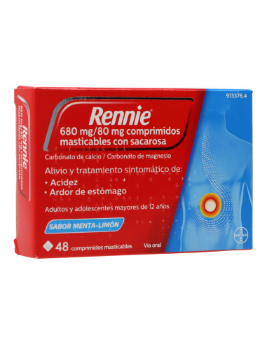 RENNIE 48 COMPRIMIDOS MASTICABLES C/ SACAROSA- Farmacia Campoamor