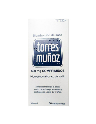 BICARBONATO DE SOSA TORRES MUÑOZ 500 MG 30 COMPR- Farmacia Campoamor