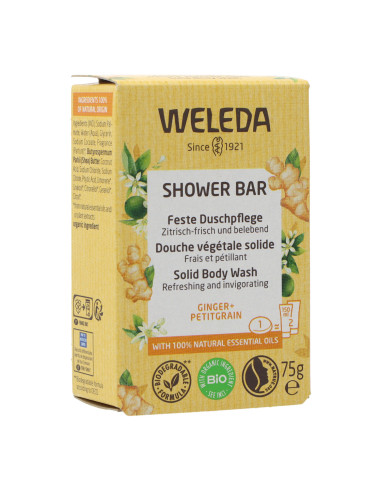 WELEDA SHOWER BAR GINGER + PETITGRAIN SOLID SOAP 75 G