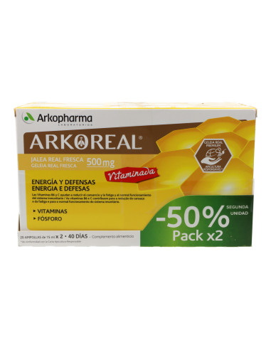 ARKOREAL ROYAL JELLY WITH VITAMINS 2X20 AMPOULES ORANGE FLAVOUR PROMO