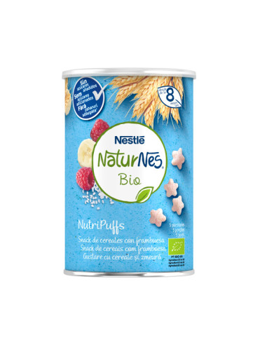 Nestle Naturnes Bio Nutri Puffs Cereales Frambuesa 35 g