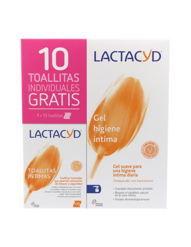 LACTACYD INTIMO GEL SUAVE PACK 400 ML + 10 TOALINHAS