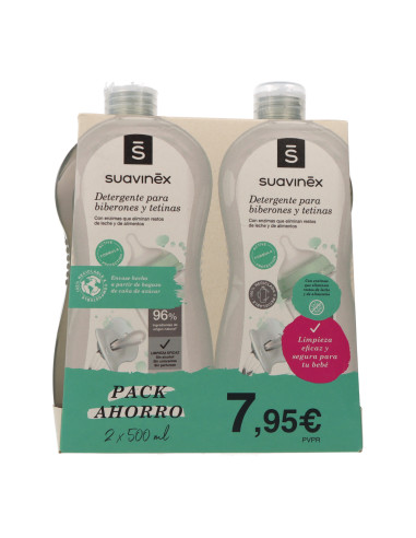 Suavinex Detergente Biberones Y Tetinas Gel 2x500 ml