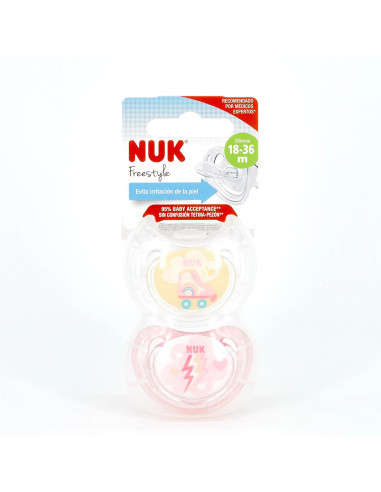 NUK FREESTYLE SILICONE ANATOMICAL PACIFIER 18-36M 2 UNITS