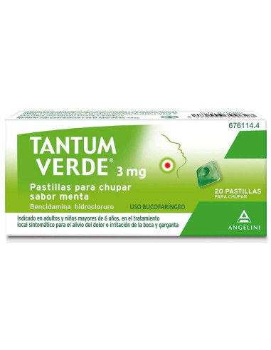 TANTUM VERDE 3 MG 20 PASTILLAS PARA CHUPAR MENTA- Farmacia Campoamor